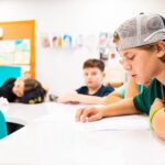 Boy studying at desk