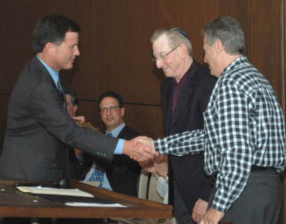 Pictured at the Annual Meeting June 5, 2007 are (from left): Alan Rosenthal, Rabbi Terry Bookman, Bobby Schatzman and Neil Littauer.