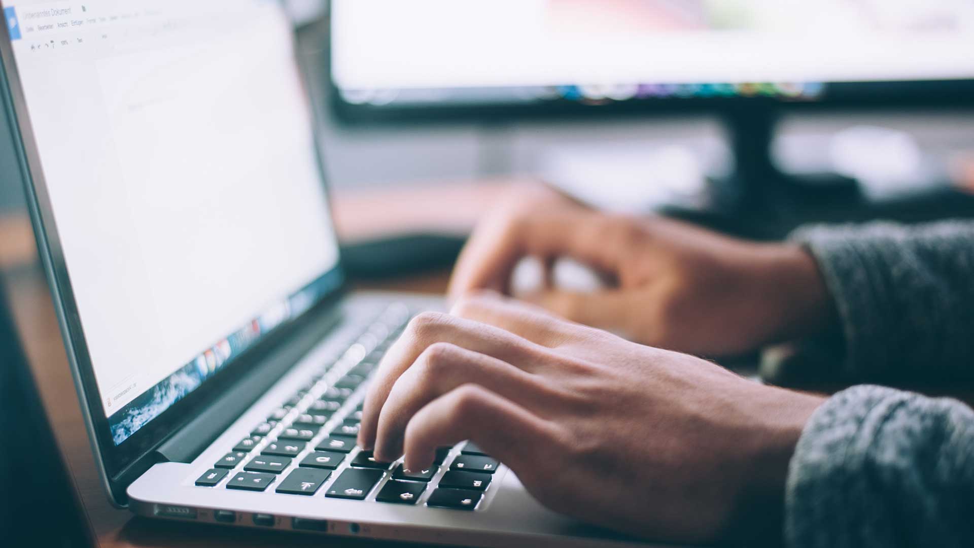 typing on keyboard