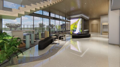 Render of the lobby in The Hub