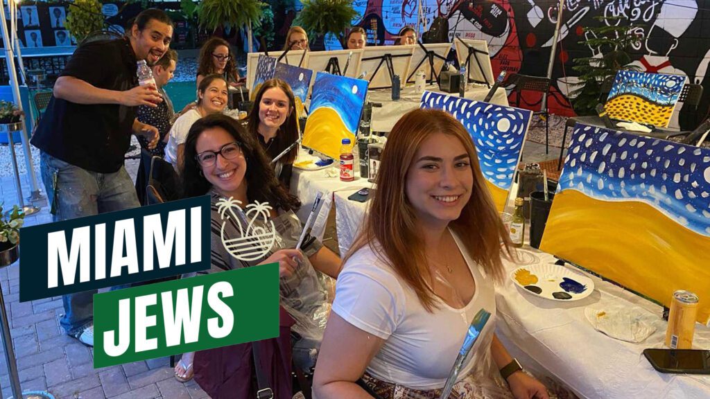 Young professionals at a Miami Jews painting event