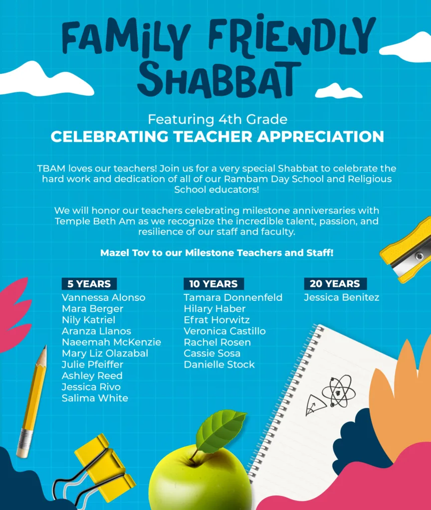 Family Friendly Shabbat Teachers appreciation
