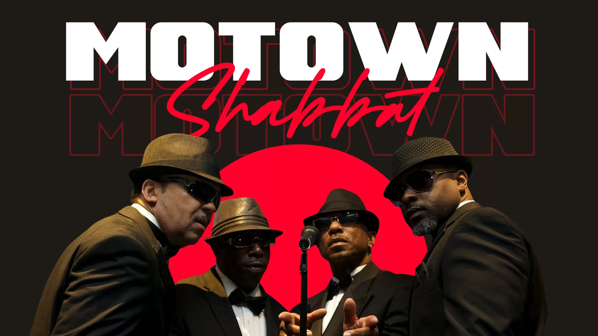 Motown Shabbat Banner four men singing