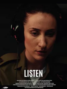 Listen movie poster girl with headphones