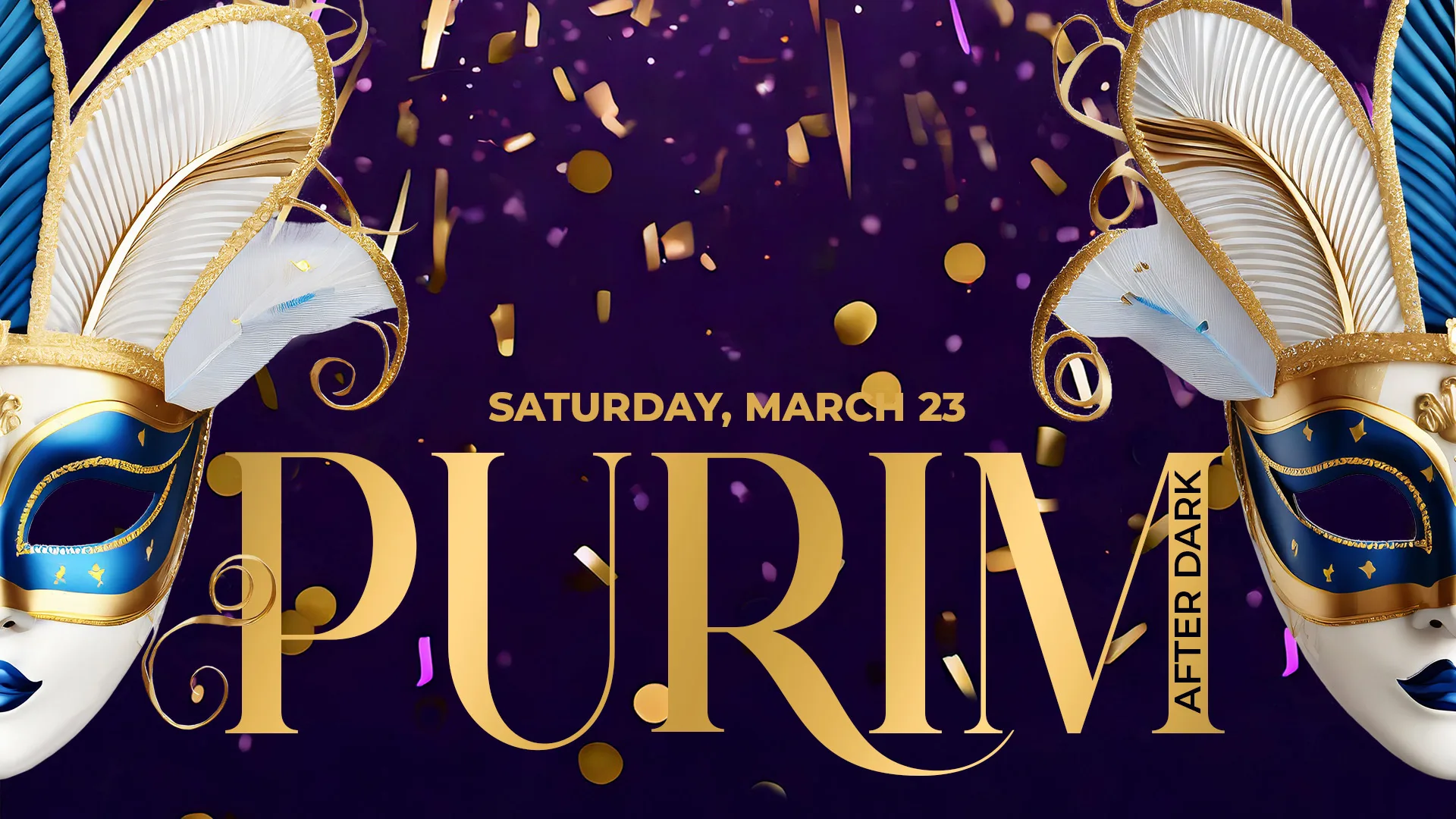 Purim After Dark Save the date masquerade web banner
