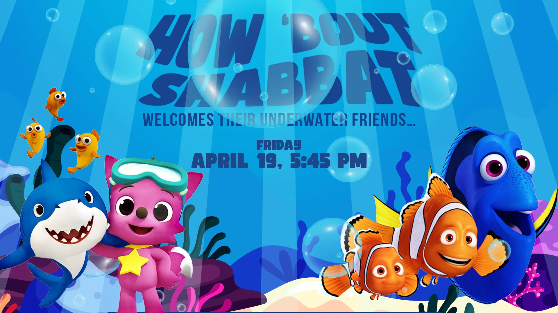 How 'Bout Shabbat Welcome Their Underwater Friends Web Banner