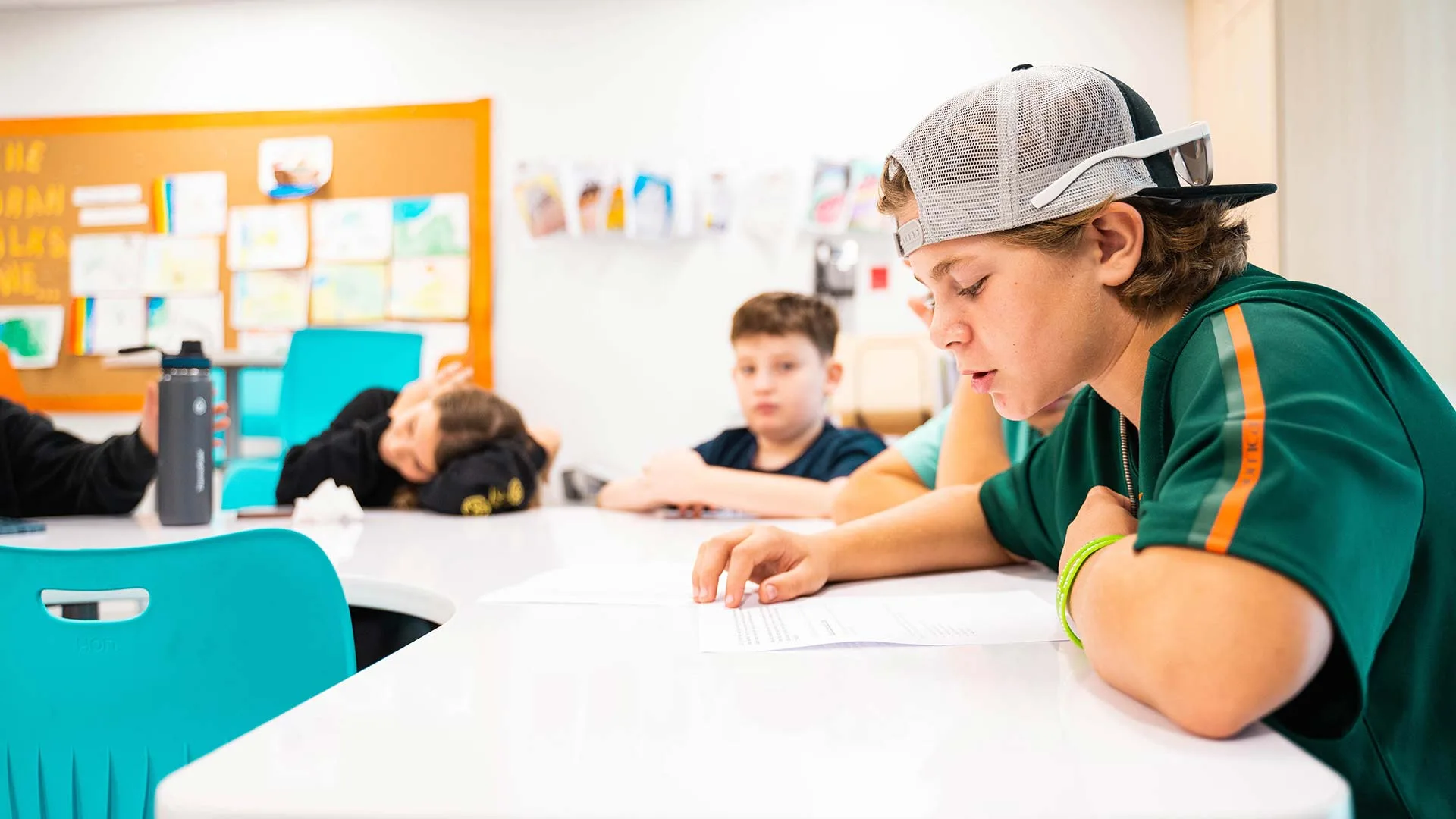 student studying with classmates