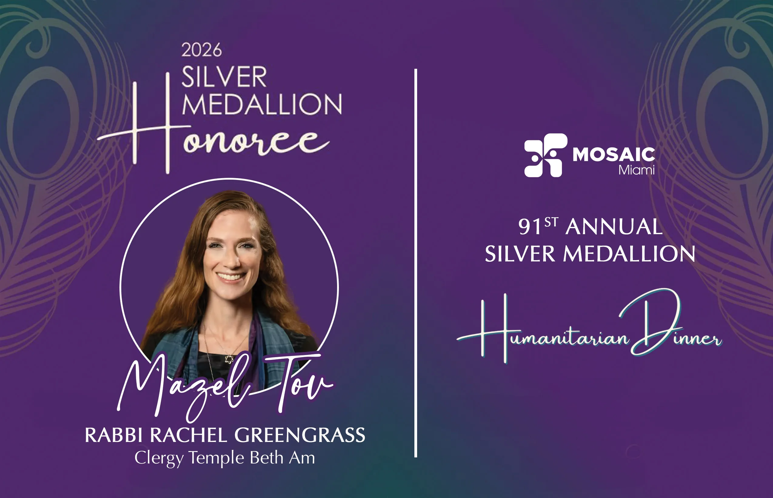 2026 silver medallion honoree rabbi rachel greengrass 91st annual silver medallion humanitarian dinner web banner